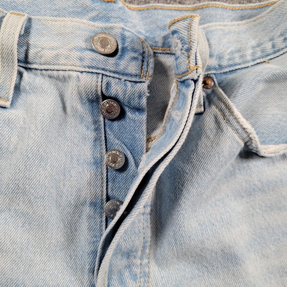 Levis 501 Cut Off Shorts Womens 28 Premium Distressed Denim High Rise Button Fly - Picture 5 of 9